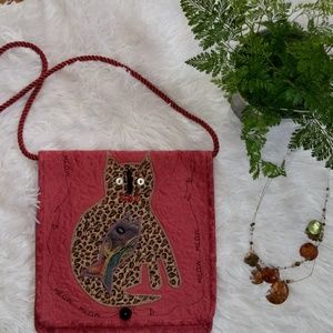 Handmade Folk Art Cat Purse